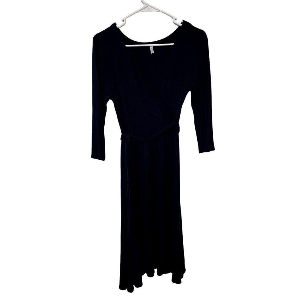 PinkBlush dark navy blue long sleeved dress adjustable wraparound style v-neck